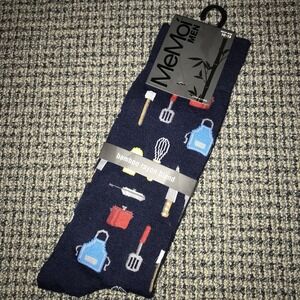 MeMoi Men NWT Socks 10-13 Blue Kitchen Gadgets Bamboo Rayon Blend